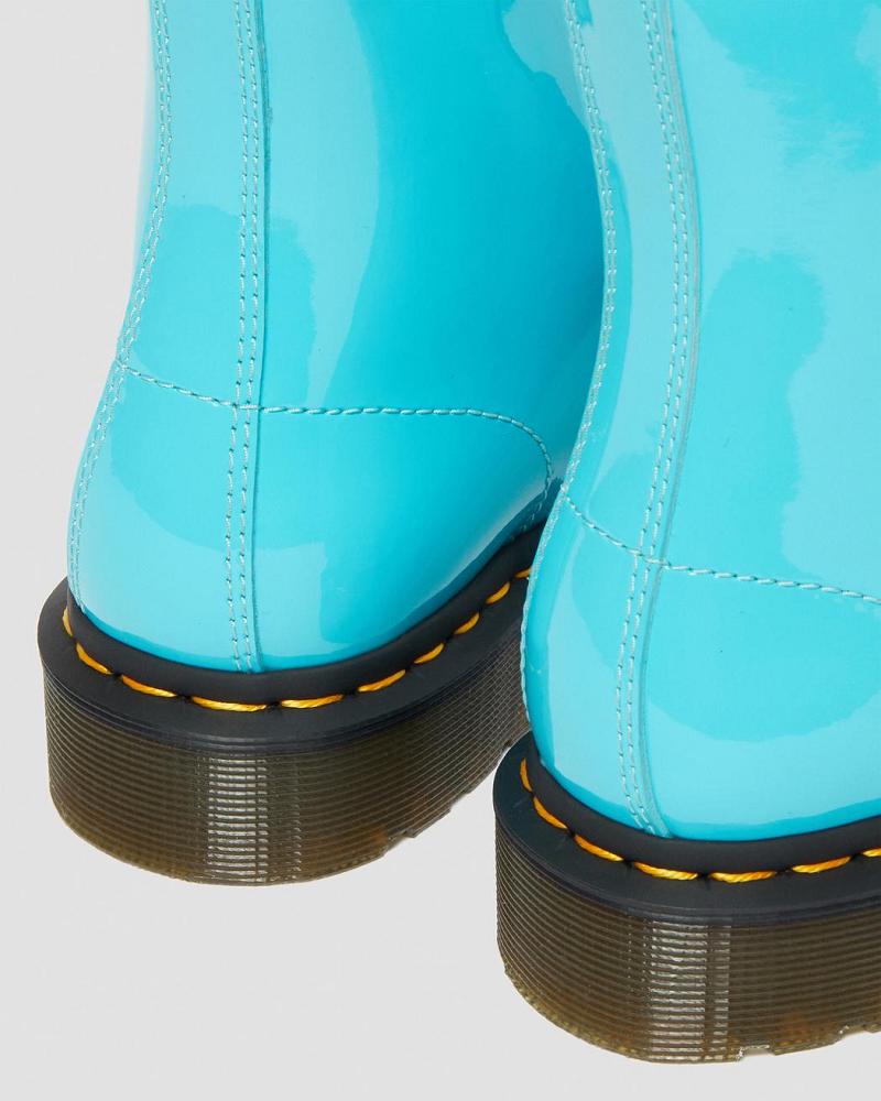 Women's Dr Martens 1460 Patent Leather Lace Up Boots Turquoise | AU 193WNB